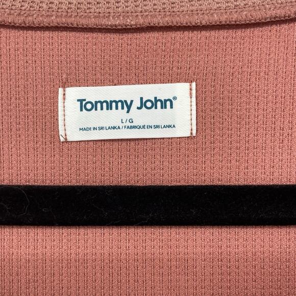 Tommy John Size Large Waffle Knit Sleep Top Short Sleeve Clay Pink Scoop Neck - Picture 4 of 7